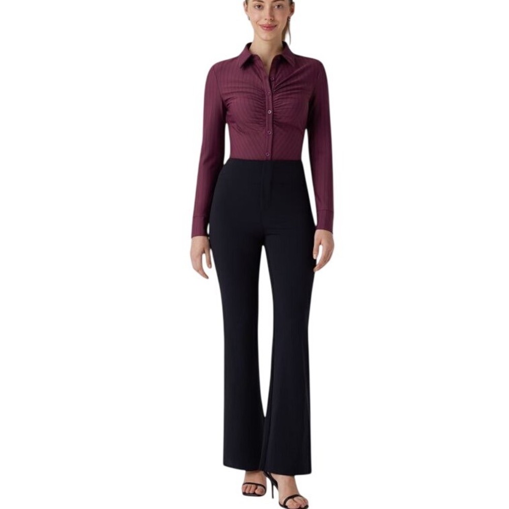 Halara Ruched Long Sleeve Curved Hem Stripe InstantCool Work Shirt, Size XL, NWT - Picture 4 of 11
